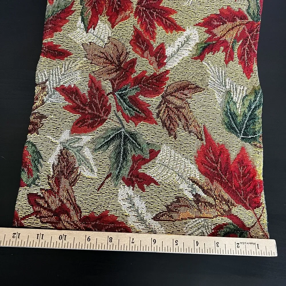 Vintage Tapestry Table Runner Autumn Fall Leaves Orange Red‎ Yellow 12x68